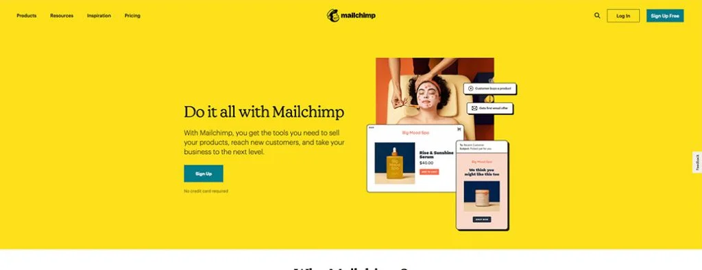 mail chimpanzé page d'accueil