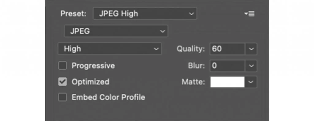 ottimizzazione delle immagini in Photoshop