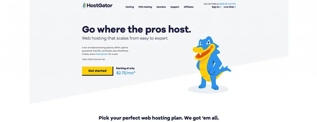 Homepage di HostGator