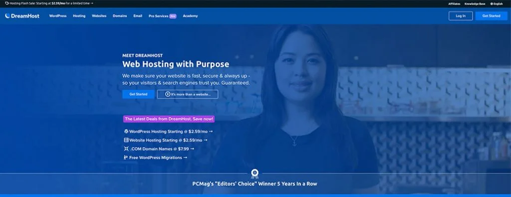 Homepage di DreamHost