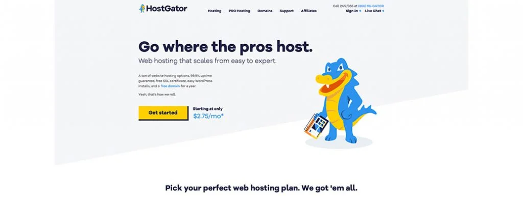HostGatorホームページ