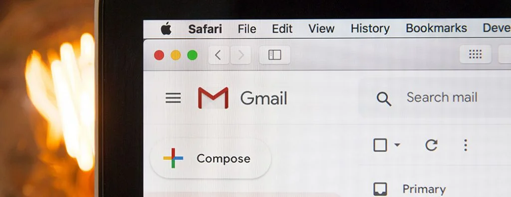 Gmail ouvert sur un ordinateur