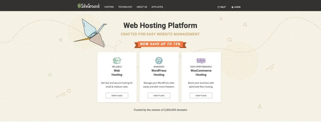 Домашняя страница SiteGround