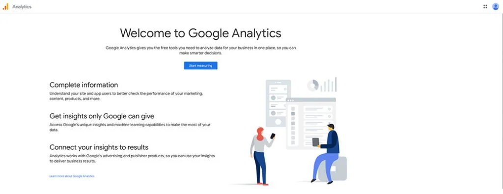 Google Analytics ana sayfası