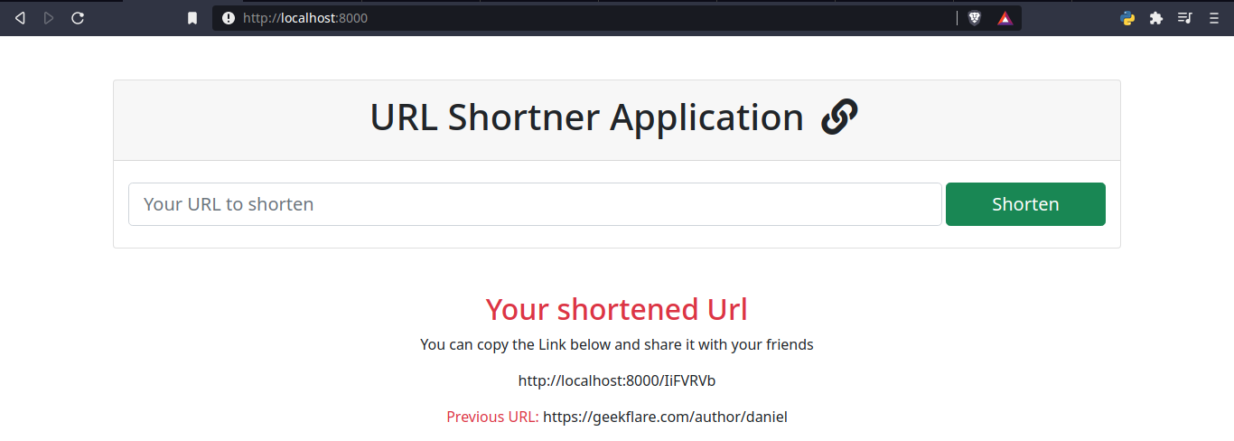 Django URL 缩短器成功