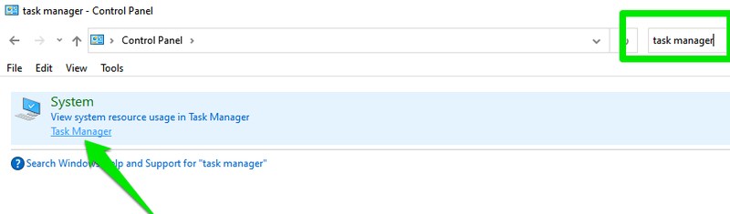 제어판에서 작업 관리자 열기