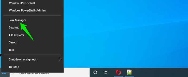 고급 사용자 메뉴에서 작업 관리자 열기