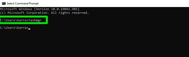 명령 프롬프트에서 작업 관리자에 액세스