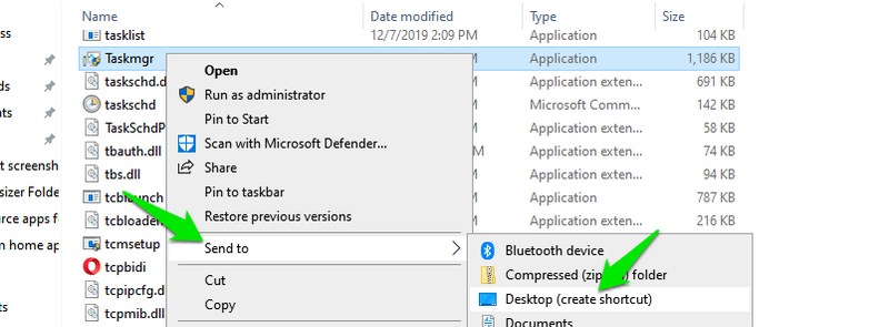 작업 관리자 바탕 화면 바로 가기