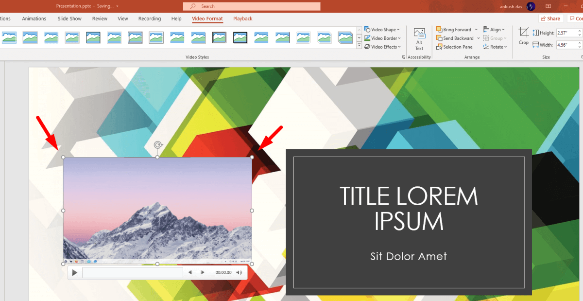 изменение размера видео в PowerPoint