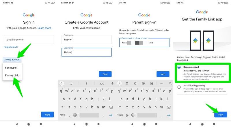 สร้างบัญชี Google ของบุตรหลาน
