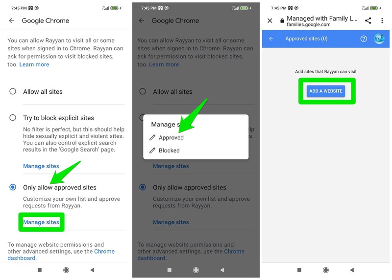 อนุญาตเว็บไซต์ใน Chrome