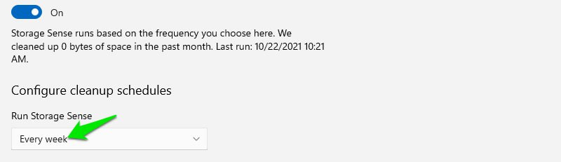 设置储感清洁间隔