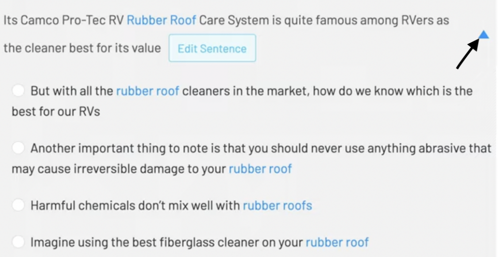 faceți clic pe săgeata drop-down pentru a vedea sugestii