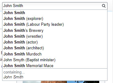 Wikipedia-Vorschläge zur Begriffsklärung