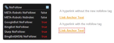 No Follow Referrer Erweiterungsoptionen