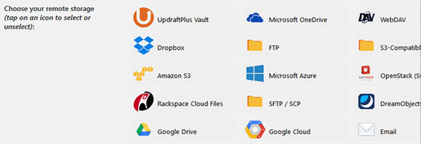 バックアップワードプレスのウェブサイトプラグインはクラウドストレージを選択します