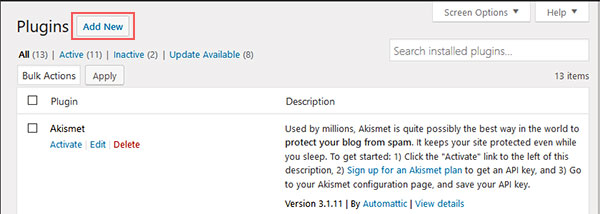バックアップワードプレスプラグインのインストール