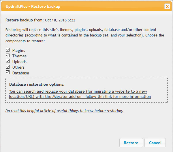 バックアップを復元する