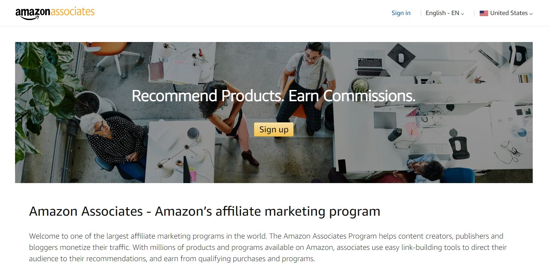 Um sich für Amazon Associates anzumelden, besuchen Sie deren Affiliate-Marketing-Website
