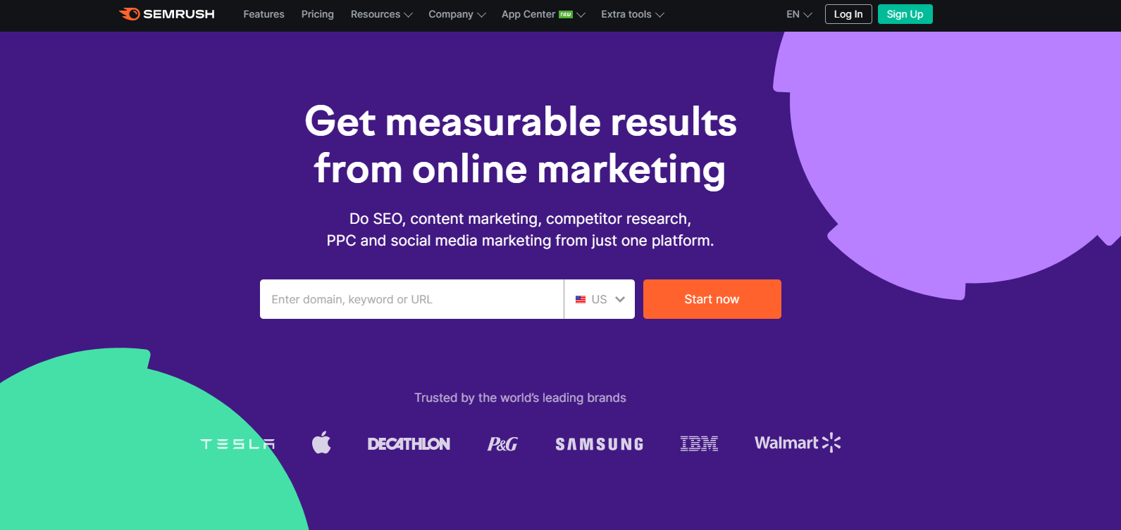 Tangkapan layar beranda Semrush