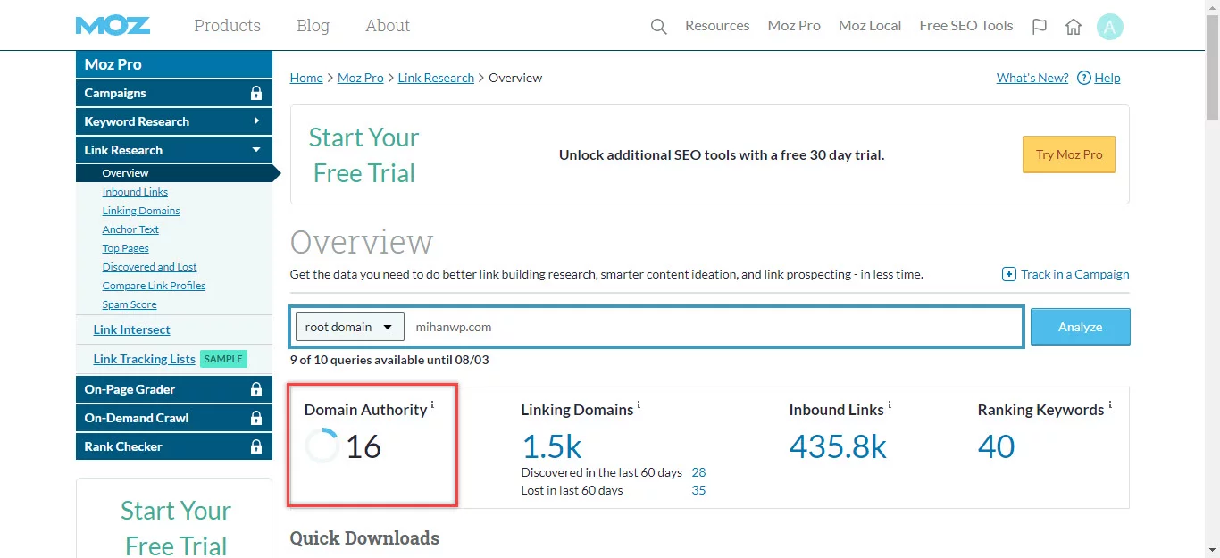 ドメインとページの重要性とその影響は何ですか? Check the importance of WordPress Homeland domain in MOZ site