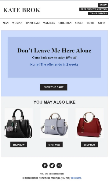 废弃的购物车电子邮件