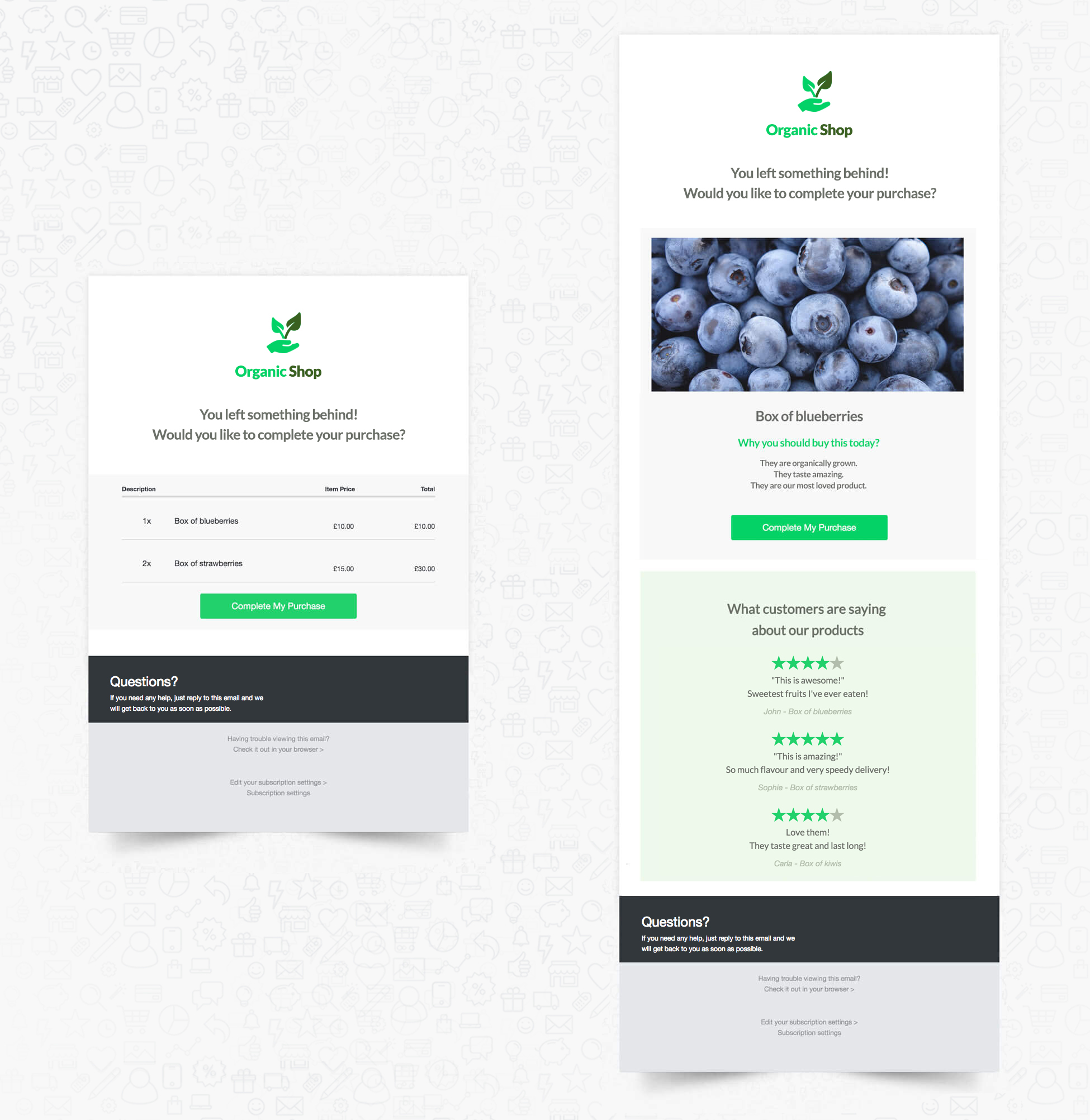 废弃的购物车电子邮件