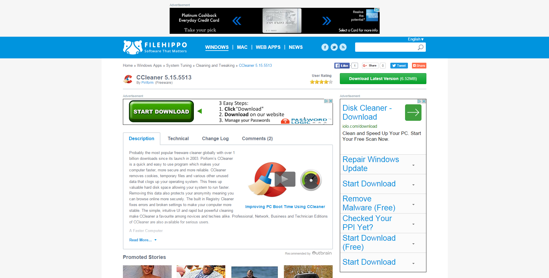 يدعو موقع Filehippo إلى العمل ، وتصميم الروابط