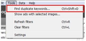 ابحث عن كلمات رئيسية مكررة في محرر AdWords