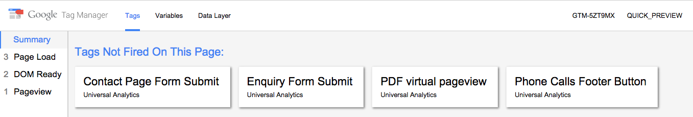 depurar e visualizar GTM