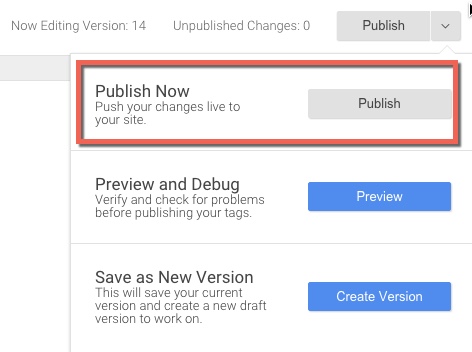 publicar versão google tag manager