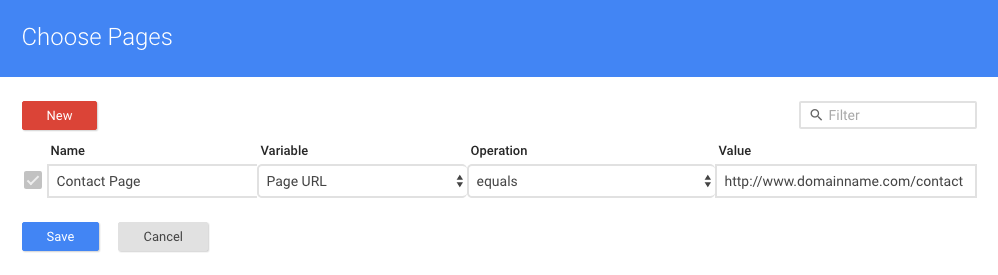 اختيار بعض الصفحات مشغل مدير العلامات جوجل