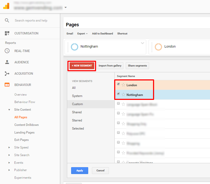 Suivi de plusieurs emplacements géographiques dans Google Analytics - Segments