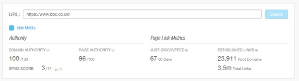 Autoritate de domeniu în Open Site Explorer