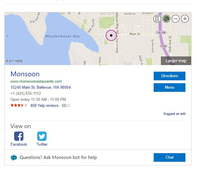 챗봇 - Bing 검색 결과