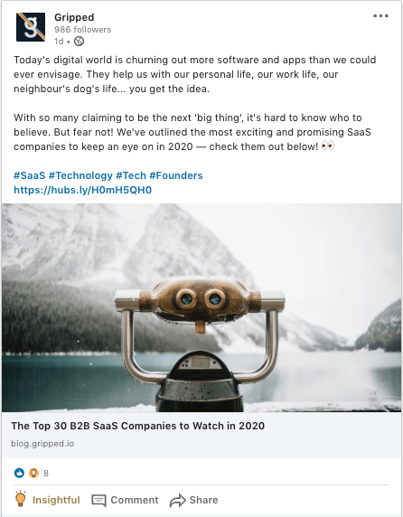 publicación en redes sociales