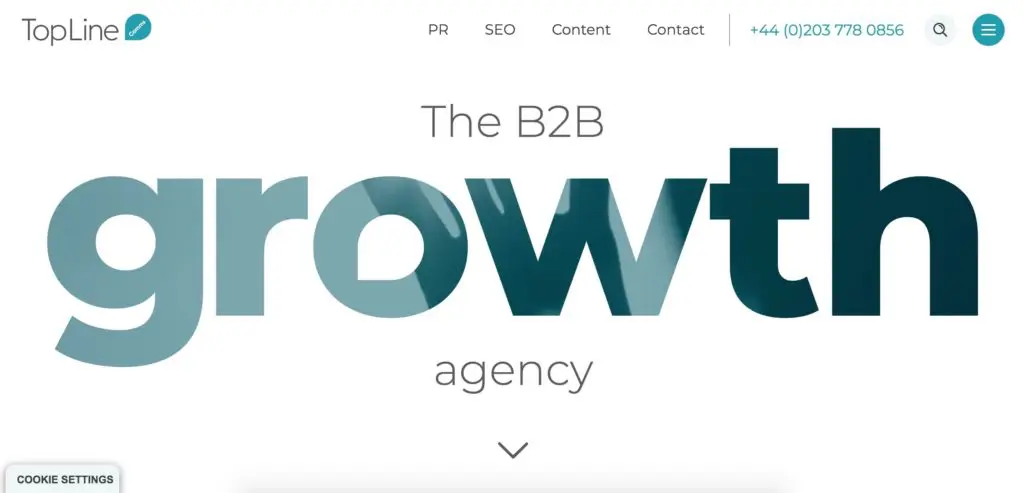 Topeline comms B2BSEOエージェンシーのホームページ