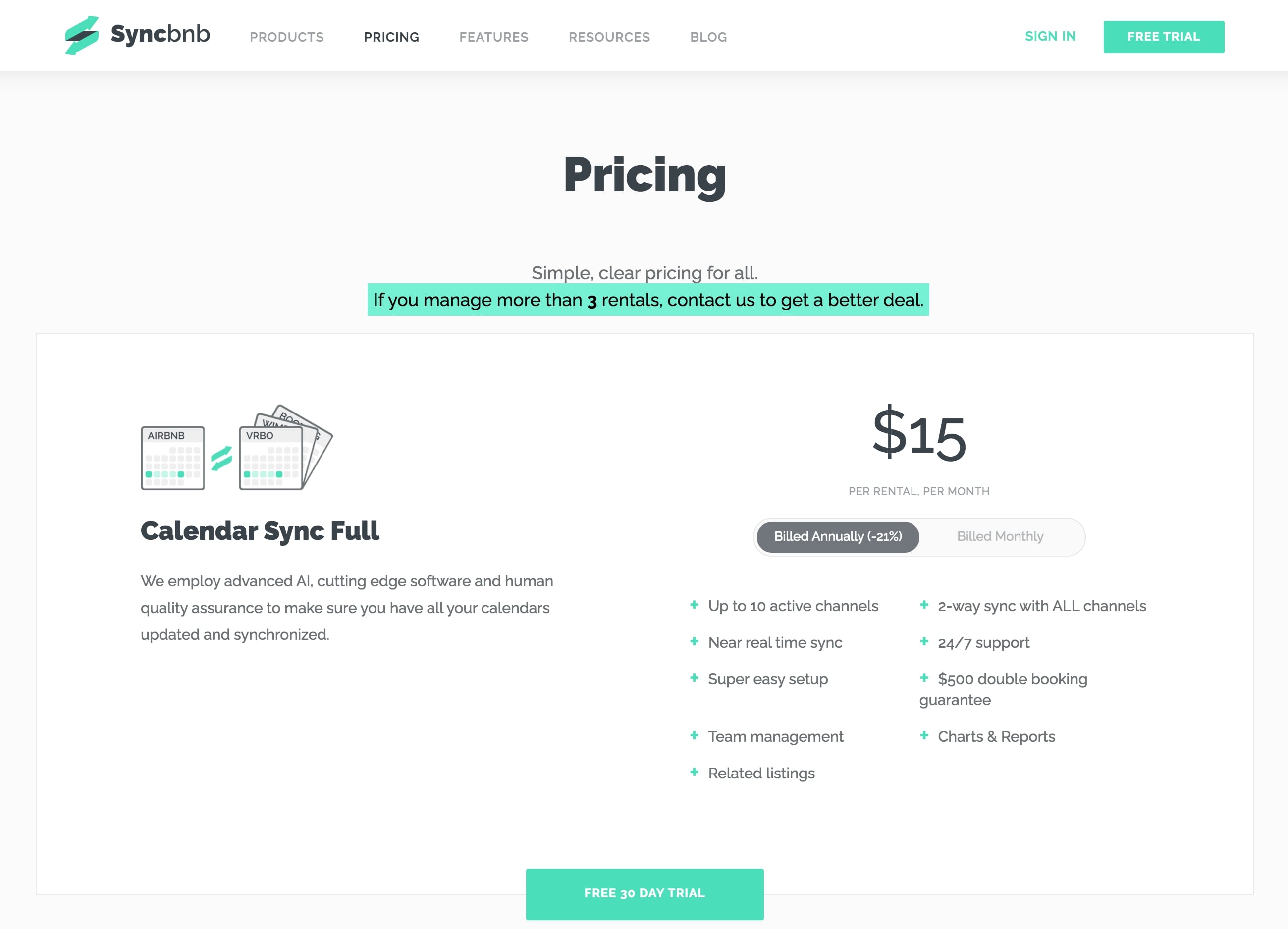 Pagina de probă gratuită Syncbnb