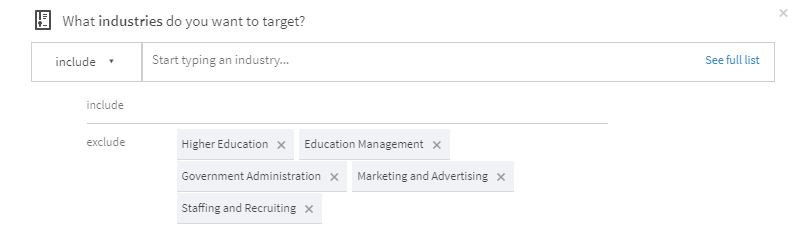 استهداف الصناعات على LinkedIn