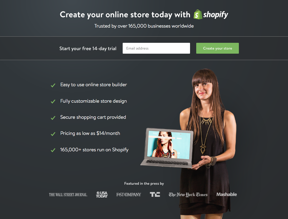 shopify-świetny-przykład-czystej-strony-docelowej