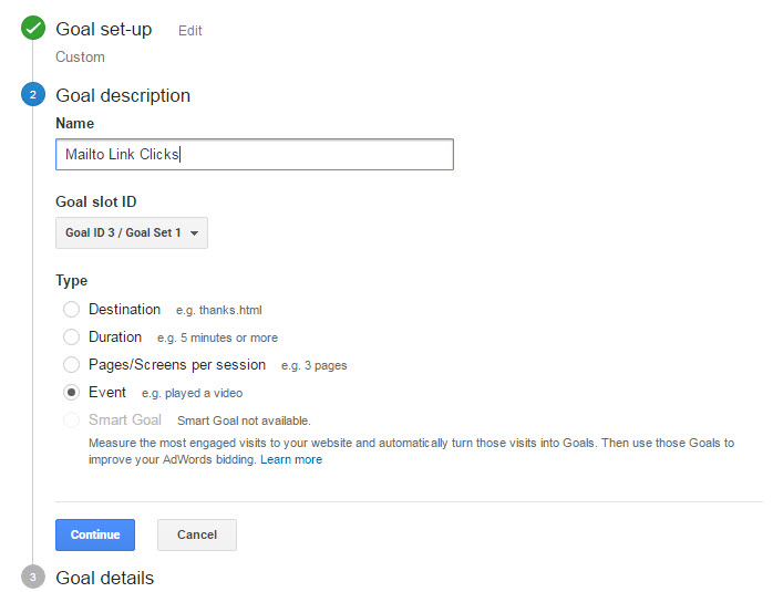 cel zdarzenia mailto