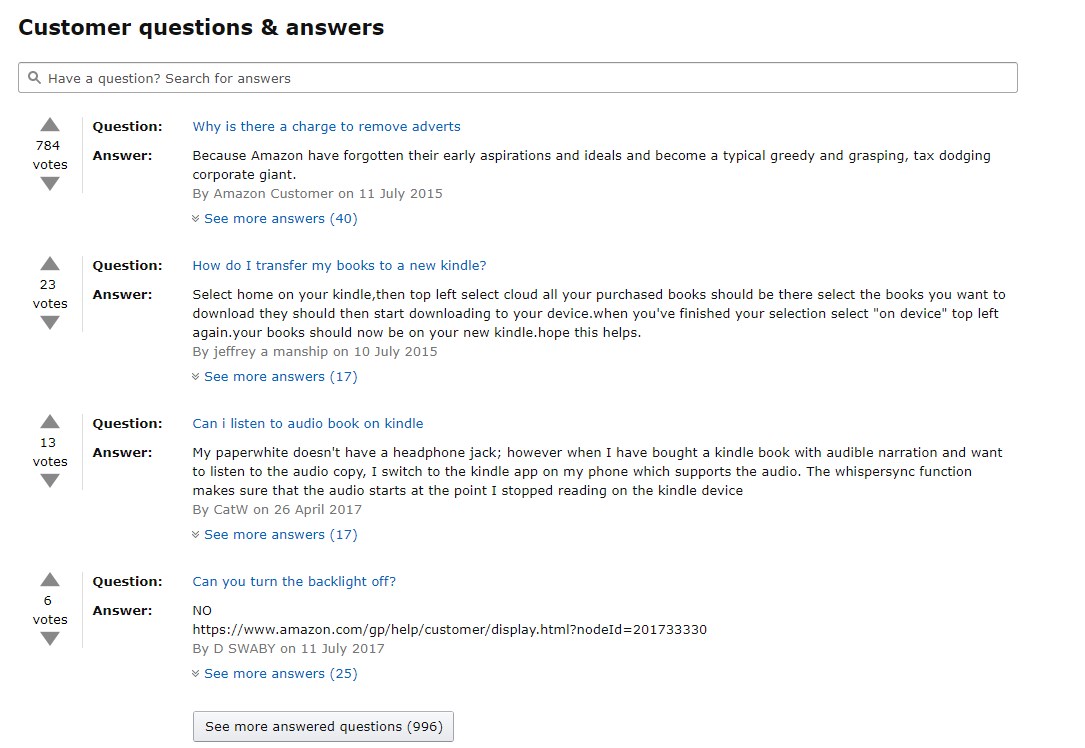 As perguntas e respostas da página do produto ajudam com as taxas de conversão