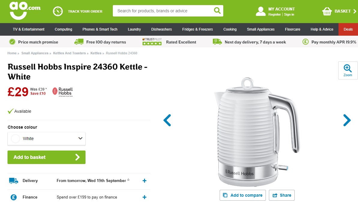 Frase de chamariz e informações de postagem para a página de comércio eletrônico