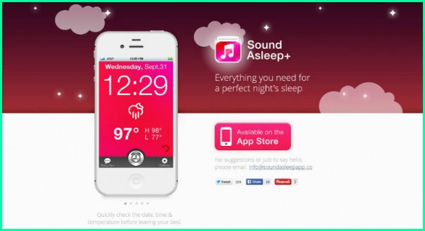 Captura de tela da página de destino do SoundAleep