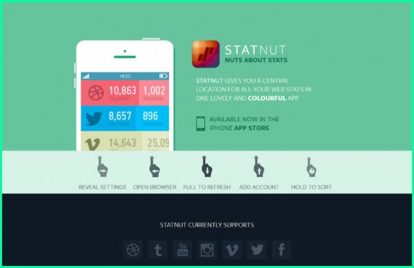 Captura de tela da página de destino do Statnut