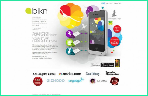 Captura de tela da página de destino do Bikn