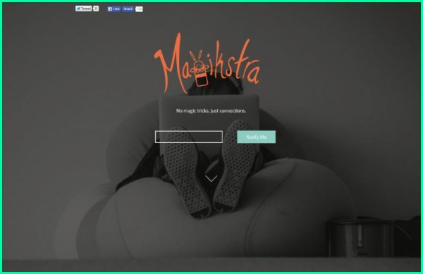 Captura de tela da tela de aterrissagem da Magikstra