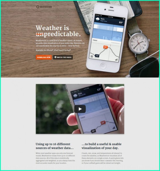 Captura de tela da página de destino do Weathertron