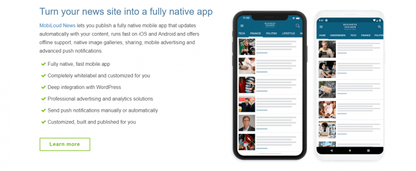 mobiloud news wordpress 移动插件